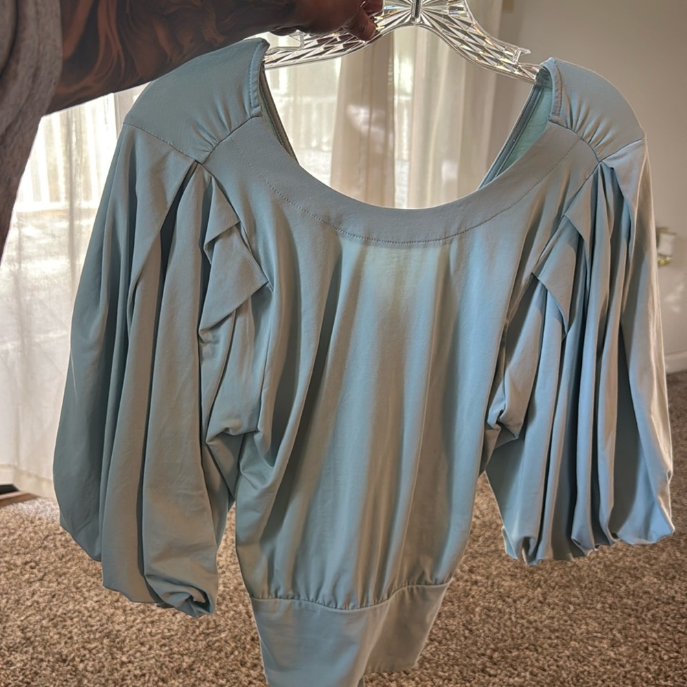 OAT Clothing Light Blue Bubble Sleeve Top